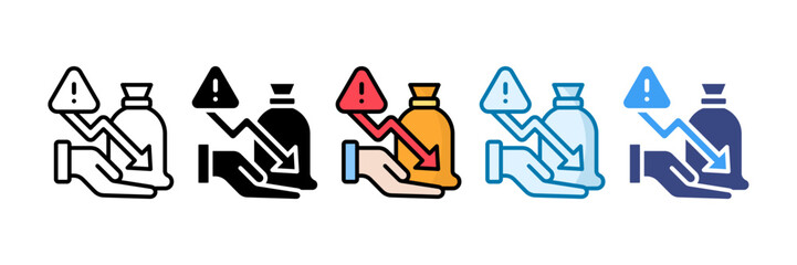 Stock Market Crash Icon Set Multiple Style Collection