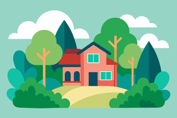 Obraz premium House among trees and sky