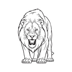 Detailed Lion Line Art – Lion Vector Outline Drawing with Refined Royal Features – Lion Drawing – Vector of Lion – Lion Outline

