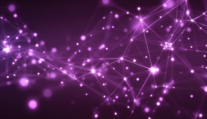 Abstract network of glowing purple lines and points
