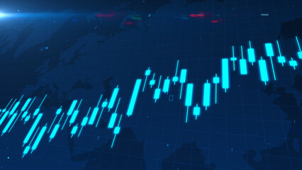 Obraz premium Stock Market Growth Financial technology digital stock exchange graph candlestick trend currency economy background