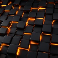 Fototapeta premium Abstract geometric pattern of dark, glowing cubes