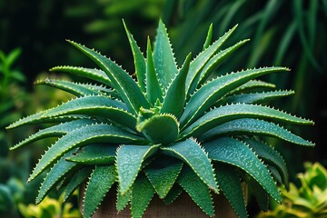 Fototapeta premium Majestic Aloe Vera Plant Displaying its Beauty and Healing Properties in Nature