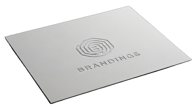 Elegant embossed branding card on a clean surface