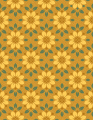 Stylized sunflowers seamless geometric pattern, flower wallpaper background