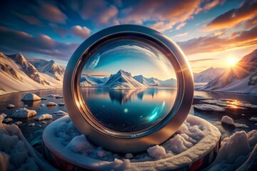 Winter Landscape Reflected in Sphere