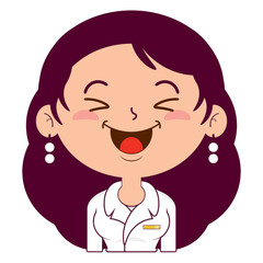 business or receptionist woman playful face cartoon cute