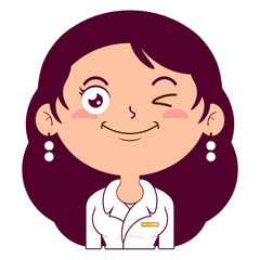 business or receptionist woman playful face cartoon cute