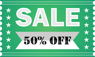 Green Sale Banner – 50% Off Discount