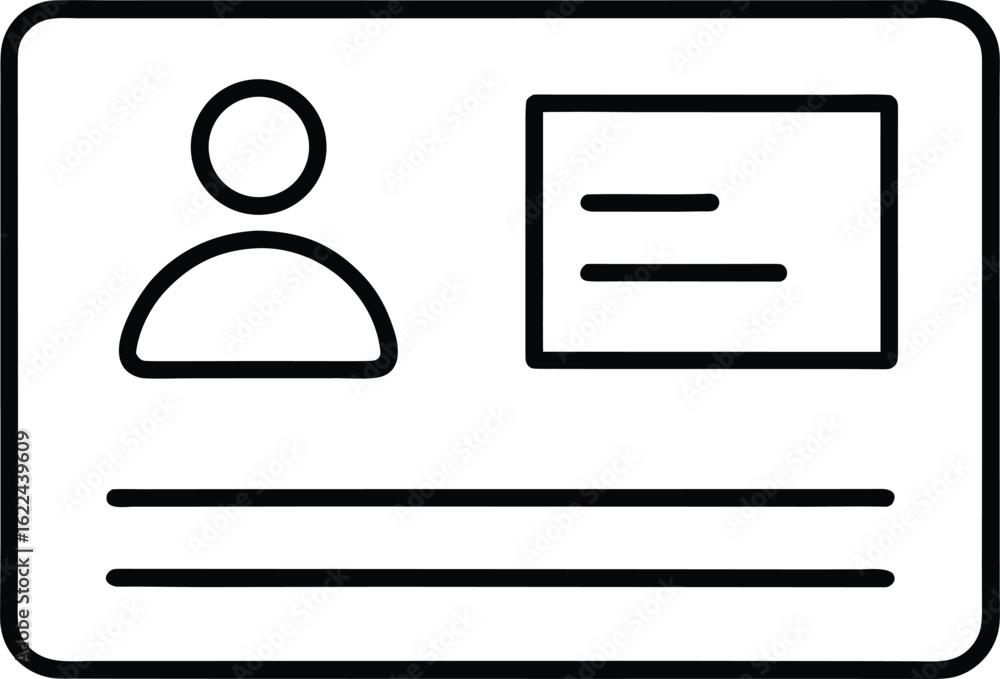 Aufkleber simple icon of an identification card with person and text fields isolated on transparent background