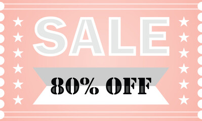 Pink Star Sale Banner – 80% Off Mega Deal