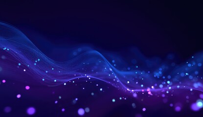 Abstract digital art with swirling, glowing particles in shades of blue and purple