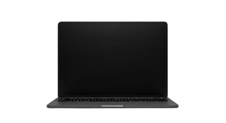 Empty laptop screen on a clean workspace background