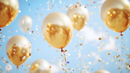 Fototapeta premium Golden Balloons Celebration Party Festive Air