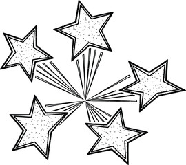 Obraz premium Explosion of five stars in a stylized silhouette pattern