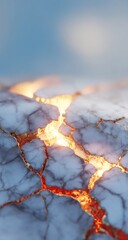 Cracked marble surface with golden veins, lit from within