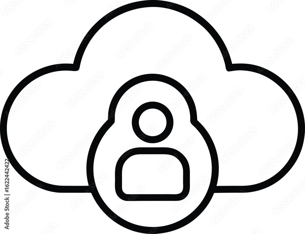 Poster cloud computing user account icon isolated on transparent background