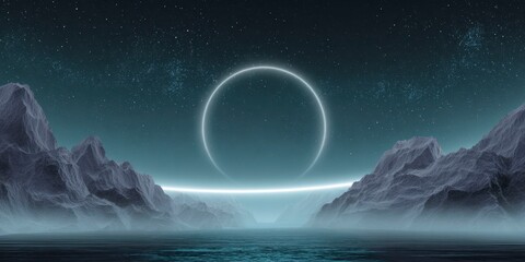 glowing ring bridge in space