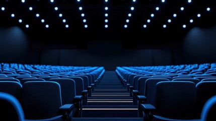 Obraz premium Modern auditorium with blue-lit seating arrangement