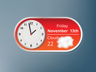 Modern widget clock cloud 3d weather for decoration