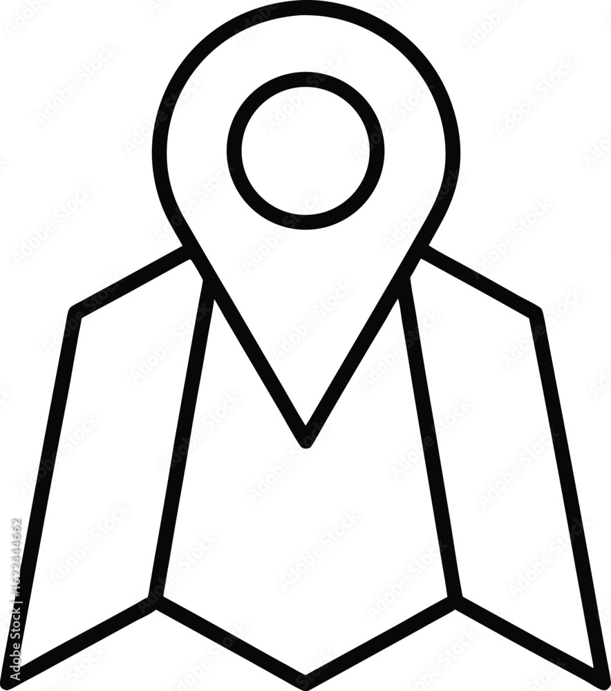 Poster outline map pin location marker icon isolated on transparent background
