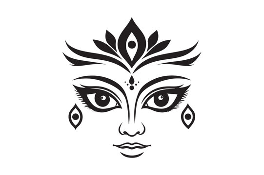 Maa Durga Face silhouette  vector  bundle 