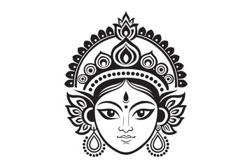 Maa Durga Face silhouette  vector  bundle 