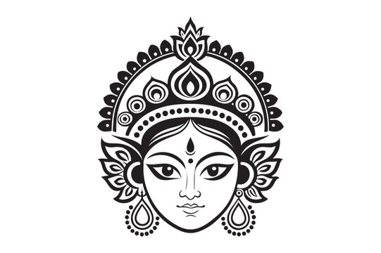 Maa Durga Face silhouette  vector  bundle 