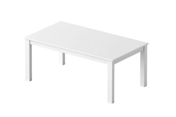 White rectangular coffee table.  Simple, rectangular, low profile,  solid wood,  plain,  modern,  minimalist,  furniture,  contemporary,  flat lay,  studio shot