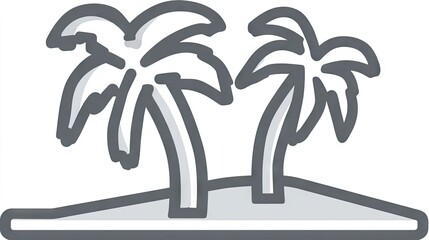 Two palm trees on a small island.