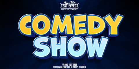 Cartoon editable text effect, customizable comedy and show 3d font style