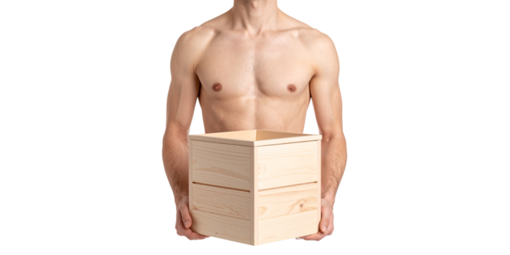 Muscular shirtless man with a book