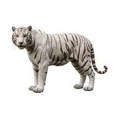 Fototapeta premium Side view of White tiger On Transparent Background PNG Generative AI