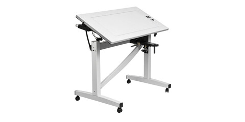White drafting table for industrial use