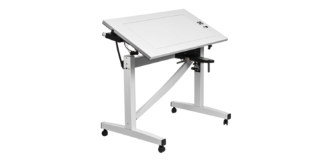 White drafting table for industrial use
