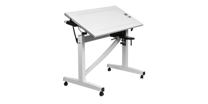 White drafting table for industrial use