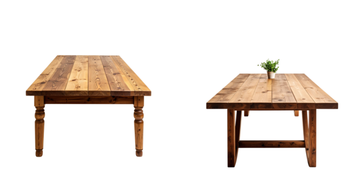Isolated antique wooden table and chairs, perfect for a vintage home interior