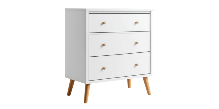 Antique wooden cabinet with drawers isolated on white background