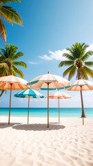 Tropical beach scene with umbrellas (1)