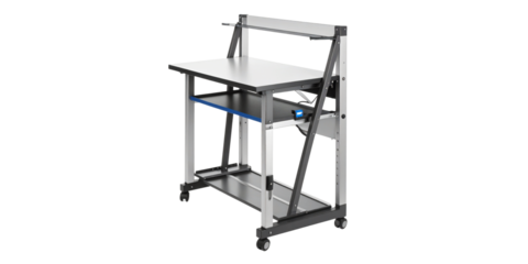 A 3D illustration of metal gym fitness equipment, such as a steel ladder, rack, and trolley, isolated on a white background