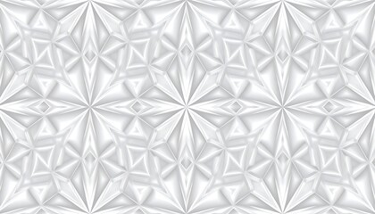 Elegant white geometric pattern, seamless kaleidoscope design for modern textures