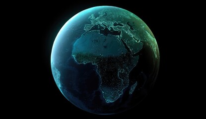 Globed Earth, digital map, Africa highlighted