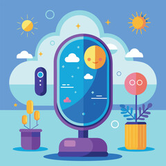 Smart mirror displaying weather and plants weather display voice control