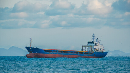 Industrial Cargo Ship Crossing Open Waters