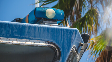 Urban Street Detail with Vintage Blue Beacon