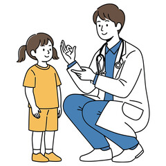 Young pediatrician doctor explaining treatment to a child. Medical care concept.