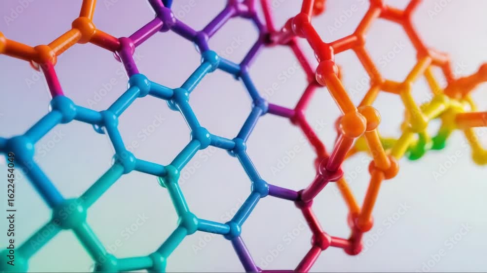 Poster close-up shot of a colorful mesh made of plastic, perfect for use in product or material design imag