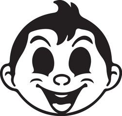 Vintage Cartoon Character Faces Collection – Retro Comic Style Expressions from 1920s–60s in Black and White Vector