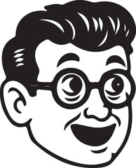 Vintage Cartoon Character Faces Collection – Retro Comic Style Expressions from 1920s–60s in Black and White Vector