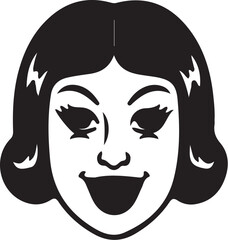 Vintage Cartoon Character Faces Collection – Retro Comic Style Expressions from 1920s–60s in Black and White Vector